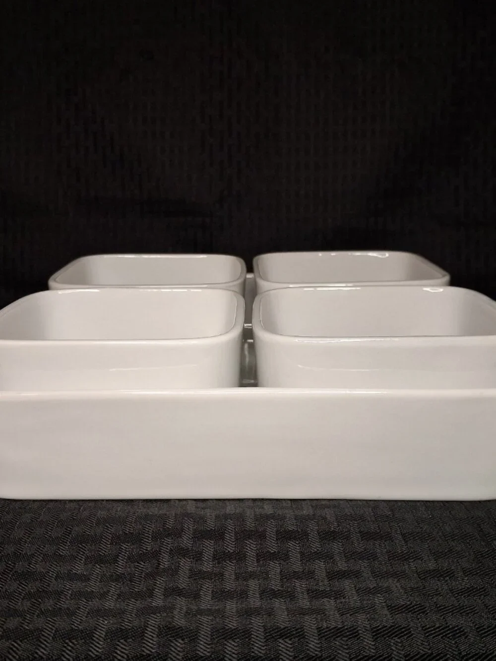 Crate & Barrel Porcelain Modular 5 pc Square Serving Tray w/ 4 Square Bowls HTF
